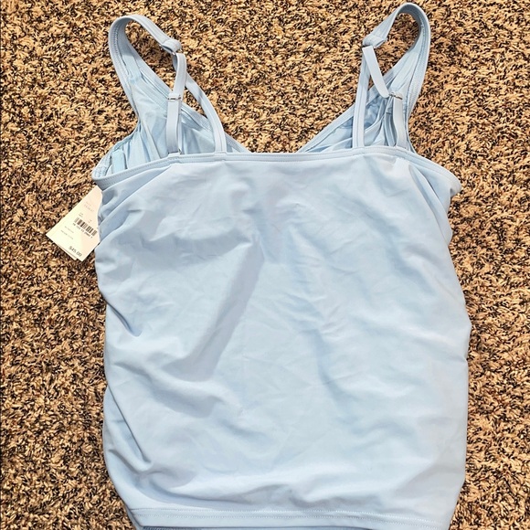 🆕 Lands' End Sky Blue Cinched V-Neck Tank Top Swim Top Size 10 | NWT - Picture 4 of 6